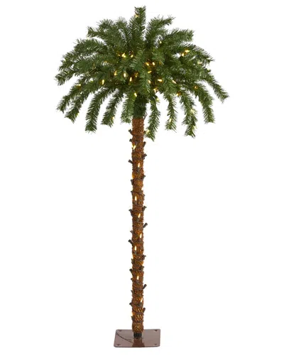 NEARLY NATURAL NEARLY NATURAL 4FT. CHRISTMAS PALM ARTIFICIAL TREE WITH 150 WARM WHITE LED LIGHTS