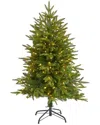Nearly Natural 4ft. Colorado Mountain Fir Natural Look Artificial Christmas Tree With 150 Clear Led  In Green
