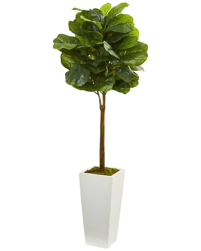 NEARLY NATURAL NEARLY NATURAL 4FT FIDDLE LEAF ARTIFICIAL TREE IN TOWER PLANTER