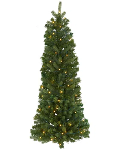 Nearly Natural 4ft Flat Back Wall Hanging Artificial Christmas Tree In Green