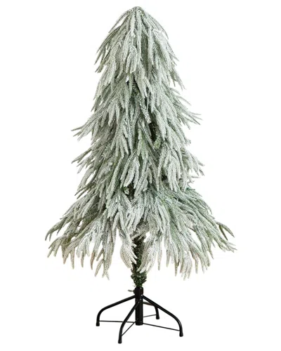 NEARLY NATURAL NEARLY NATURAL 4FT. FLOCKED DOWN SWEPT ARTIFICIAL CHRISTMAS TREE