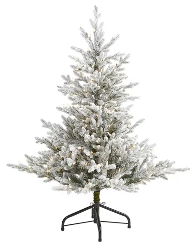 Nearly Natural 4ft. Flocked Fraser Fir Artificial Christmas Tree In White