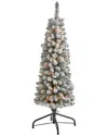 Nearly Natural 4ft Flocked Pencil Artificial Christmas Tree In White