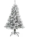 Nearly Natural 4ft. Flocked Rock Springs Spruce Artificial Christmas Tree In White