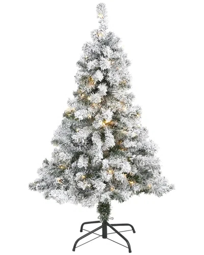 Nearly Natural 4ft Flocked Rock Springs Spruce Artificial Christmas Tree In Green