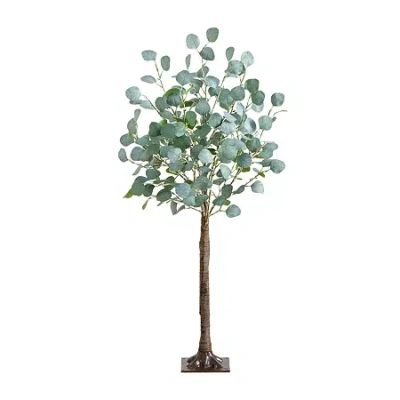 Nearly Natural 4ft. Green Lighted Eucalyptus Indoor Artificial Tree In Multi