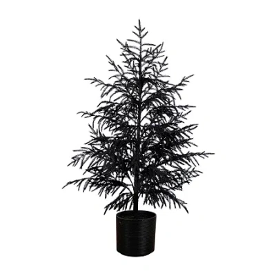 Nearly Natural 4ft Halloween Black Pine Christmas Indoor Artificial Tree