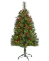 Nearly Natural 4ft. Mixed Pine Artificial Christmas Tree With 100 Clear Led Lights In Green