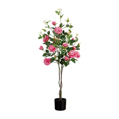 Nearly Natural 4ft. Pink Rose Indoor Artificial Tree In Multi