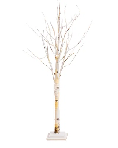 Nearly Natural 4ft Pre-lit Artificial Birch Tree With 50 Warm White Led Lights