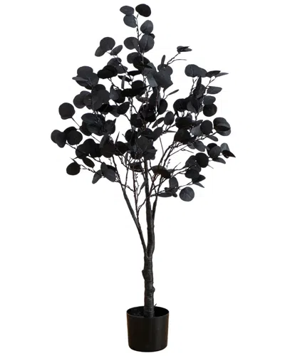 Nearly Natural 4ft. Pre-lit Artificial Halloween Black Eucalyptus Tree