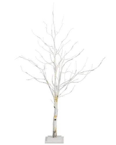 Nearly Natural 4ft Pre-lit Artificial White Birch Tree With 51 White Led  Lights