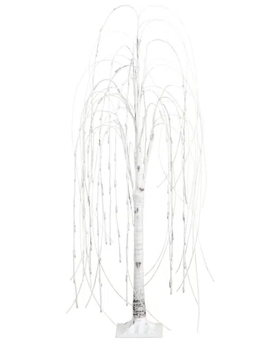 Nearly Natural 4ft Pre-lit Artificial White Weeping Willow Tree With 120 Warm  White Led Lights