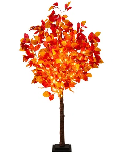 Nearly Natural 4ft. Pre-lit Autumn Artificial Fall Tree In Orange
