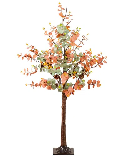 Nearly Natural 4ft. Pre-lit Autumn Eucalyptus Artificial Fall Tree In Multi