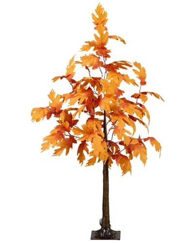 Nearly Natural 4ft. Pre-lit Autumn Maple Artificial Fall Tree In Orange