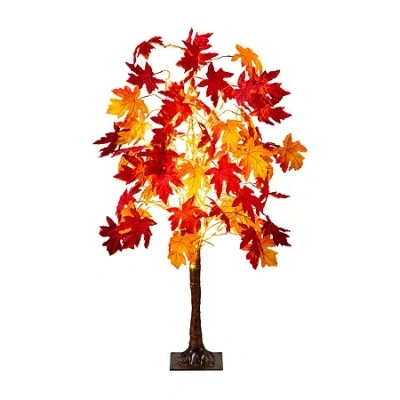 Nearly Natural 4ft Pre-lit Autumn Weep Maple Lighted Indoor Artificial Tree In Multi