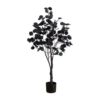 Nearly Natural 4ft Pre-lit Black Eucalyptus Lighted Indoor Artificial Tree