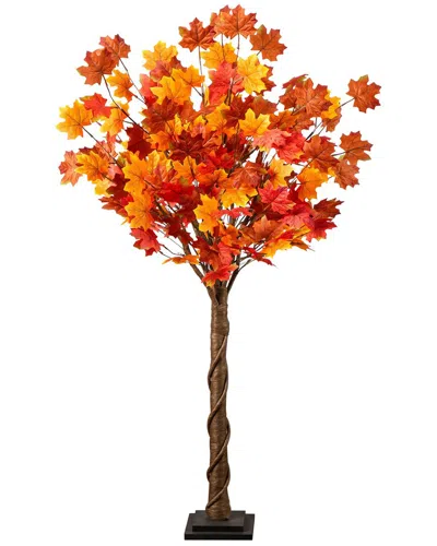 Nearly Natural 4ft. Pre-lit Deluxe Autumn Maple Artificial Fall Tree In Orange