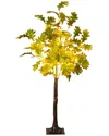 Nearly Natural 4ft. Pre-lit Green Autumn Oak Artificial Fall Tree In Yellow