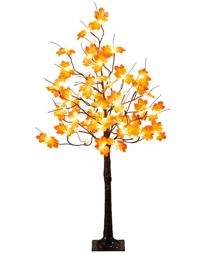 Nearly Natural 4ft. Pre-lit Minimalist Autumn Maple Artificial Fall Tree In Orange