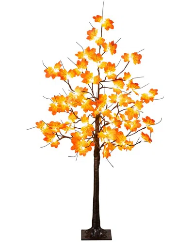 Nearly Natural 4ft. Pre-lit Minimalist Autumn Maple Artificial Fall Tree In Orange