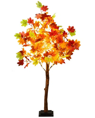 Nearly Natural 4ft. Pre-lit Shades Of Autumn Maple Artificial Fall Tree In Orange
