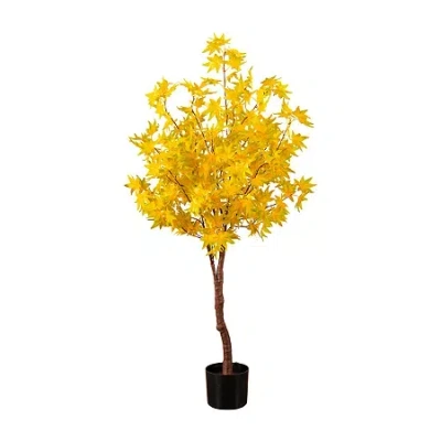 Nearly Natural 4ft Pre-lit Yellow Autumn Maple Lighted Indoor Artificial Tree In Multi