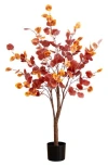 Nearly Natural 4ft Prelit Autumn Eucalyptus Tree In Red
