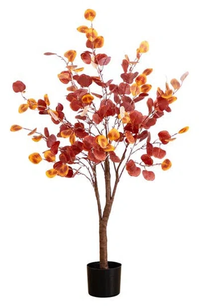Nearly Natural 4ft Prelit Autumn Eucalyptus Tree In Red
