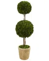 Nearly Natural 4ft. Preserved Boxwood Double Ball Topiary Tree In Planter