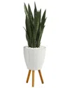 Nearly Natural 4ft Sansevieria Artificial Plant In Planter With Stand In Green