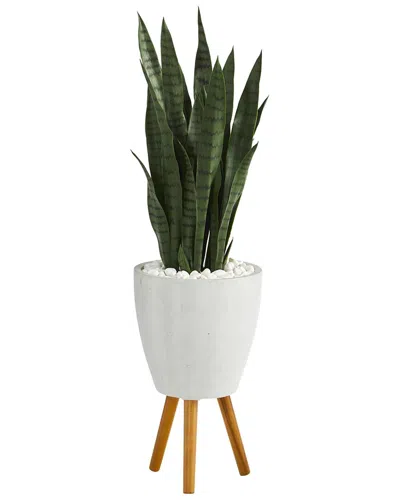 Nearly Natural 4ft Sansevieria Artificial Plant In Planter With Stand In Green