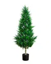 Nearly Natural 4ft Uv-resistant Artificial Cypress Tower Tree (indoor/outdoor) In Green