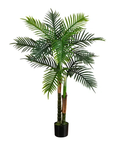 Nearly Natural 4ft Uv-resistant Artificial Double Robellini Palm Tree  (indoor/outdoor) In Green