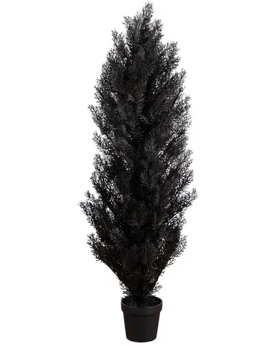 Nearly Natural 4ft. Uv Resistant Artificial Halloween Black Cedar Tree  (indoor/outdoor)