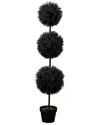 Nearly Natural 4ft. Uv Resistant Artificial Halloween Black Triple Ball  Boxwood Topiary (indoor/out In Black