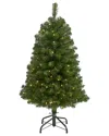 Nearly Natural Faux Douglas 4 Foot Pre-lit Fir Christmas Tree In Green