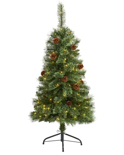 Nearly Natural 4ft White Mountain Pine Artificial Christmas Tree In Green