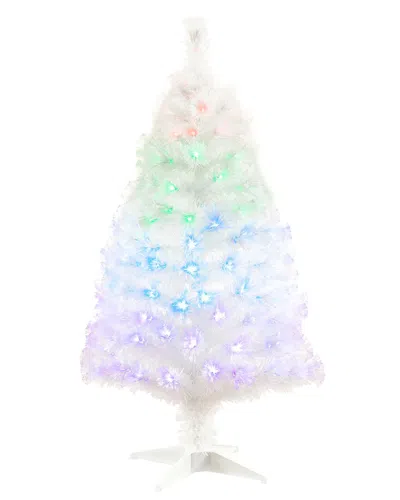 Nearly Natural 4ft White Pre-lit Fiber Optic Artificial Christmas Tree With 120 Colorful Led Lights