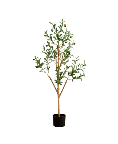 Nearly Natural 4ft. Artificial Olive Tree With Natural Trunk In Green