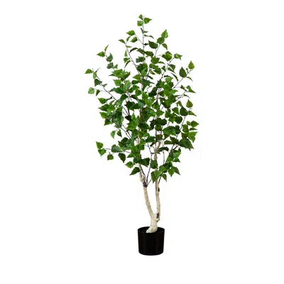 Nearly Natural 5' Artificial Birch Tree With Real Touch Leaves In Green