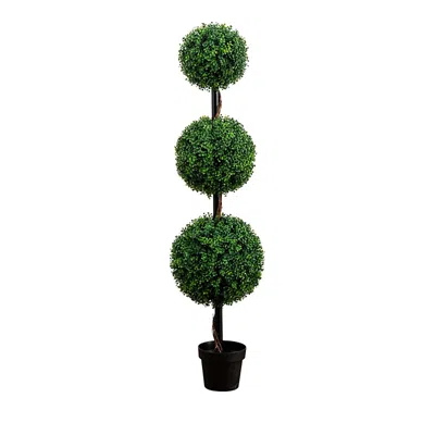 Nearly Natural 5' Artificial Triple Ball Boxwood Topiary Tree (indoor/outdoor) In Red