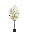 Nearly Natural 5' Bougainvillea Artificial Tree In White