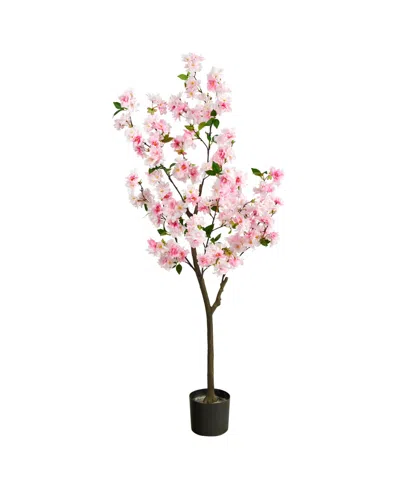 Nearly Natural 5' Cherry Blossom Artificial Tree In Pink