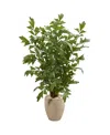 Nearly Natural 5' Fishtail Palm Artificial Tree In Sand Colored Planter In Green
