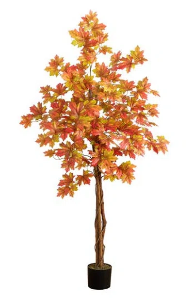 Nearly Natural 5-foot Autumn Deluxe Maple Artificial Tree In Orange