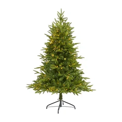 Nearly Natural 5 Foot Fir With 250 Clear Led Lights Pre-lit Christmas Tree In Green
