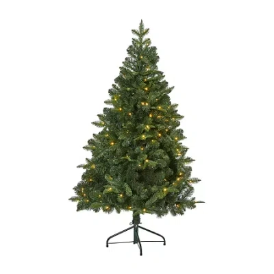Nearly Natural 5 Foot Grand Teton Spruce With 514 Bendable Branches And 120 Clear Led Lights Pre-lit Christmas Tree In Green