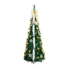 Nearly Natural 5 Foot Pre-lit Collapsible Pre-decorated Pine Christmas Tree In Green